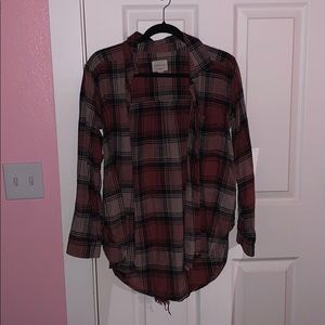 pink distressed flannel